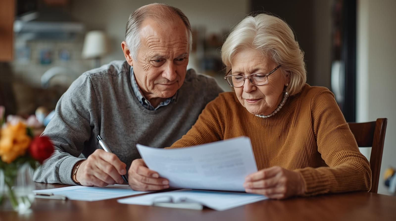 Elderly couple reading their Medicare termination letter.