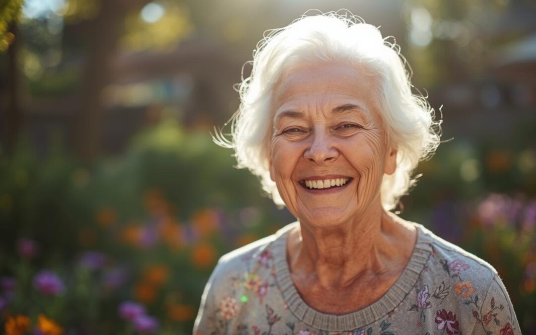 Elderly lady standing outside